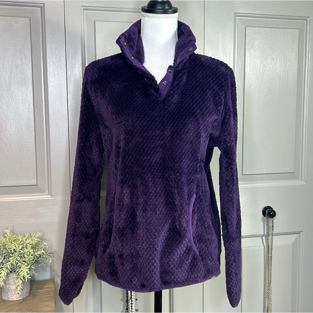 Eddie Bauer Purple Pull Pullover Plush Teddy Jacket Size M